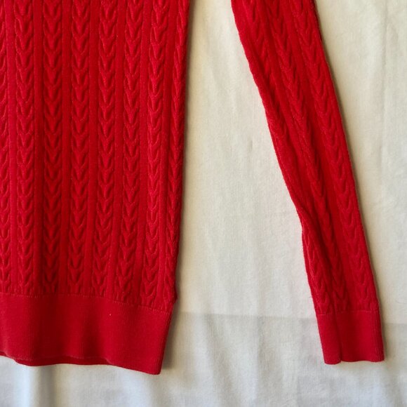 Tommy Hilfiger Apple Red Cotton Sweater Womens Size XXS Cable Knit Flag Preppy - Picture 7 of 16
